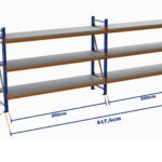 Minirack, Boyalı, 500kg, Yükseklik 2000mm, Genişlik 4174mm, 3 Kat, Kat Arası 805mm, Tavalı, Derinlik 600mm