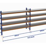 Minirack, Boyalı, 500kg, Yükseklik 2100mm, Genişlik 4174mm, 4 Kat, Kat Arası 595mm, Tavalı, Derinlik 500mm