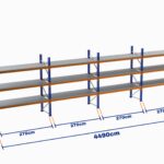 Paletli Raf, Boyalı, 1000kg, Yükseklik 4250mm, Genişlik 44900mm, Z+3, Tavalı, Derinlik 1050mm