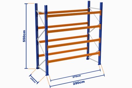 Paletli Raf, Boyalı, 1000kg, Yükseklik 5500mm, Genişlik 2900mm, Z+4, Desteksiz, Derinlik 1050mm